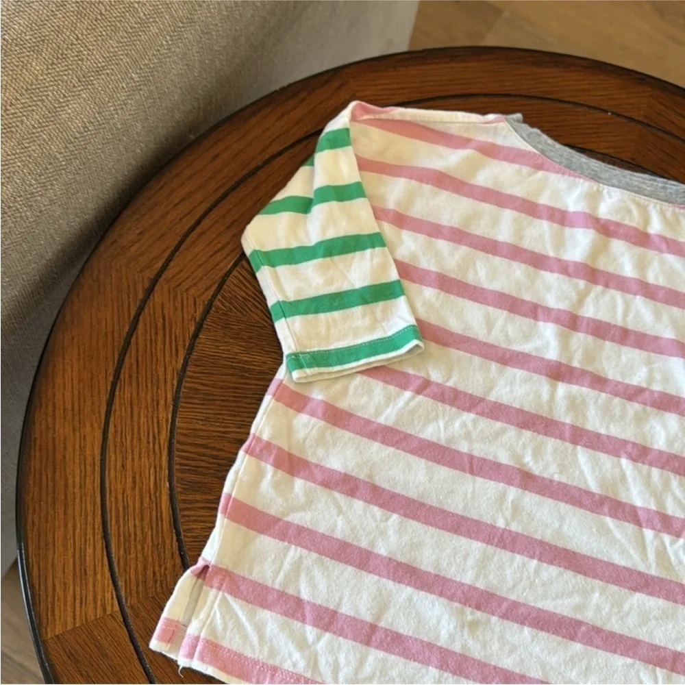 GAP Pink and Green Long Sleeve Tee with Stripes